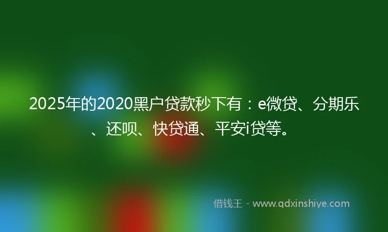 2025年的2020黑户贷款秒下有：e微贷、分期乐、还呗、快贷通、平安i贷等。
