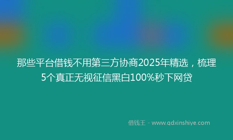 那些平台借钱不用第三方协商2025年精选，梳理5个真正无视征信黑白100%秒下网贷