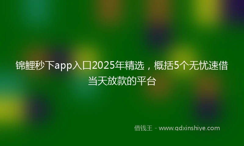 锦鲤秒下app入口2025年精选，概括5个无忧速借当天放款的平台