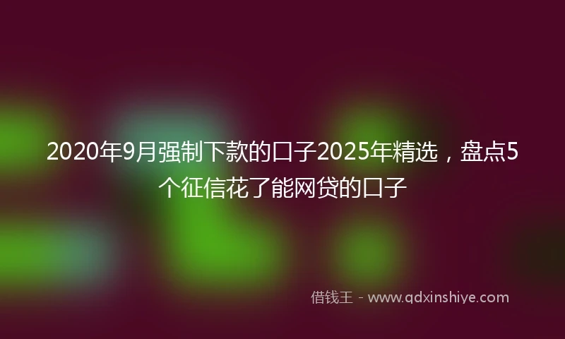 2020年9月强制下款的口子2025年精选，盘点5个征信花了能网贷的口子
