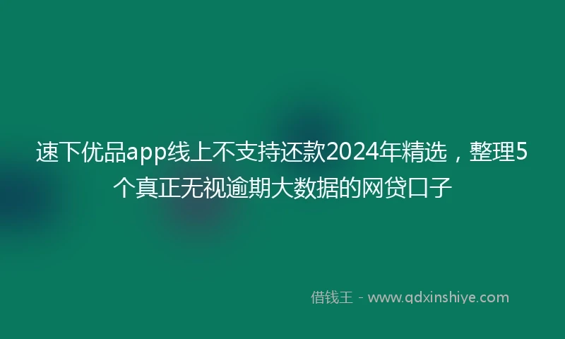 速下优品app线上不支持还款2024年精选，整理5个真正无视逾期大数据的网贷口子