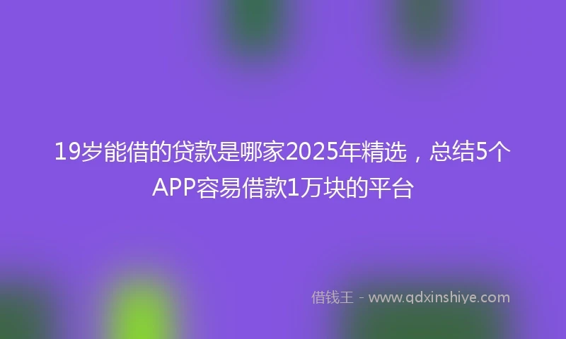 19岁能借的贷款是哪家2025年精选，总结5个APP容易借款1万块的平台