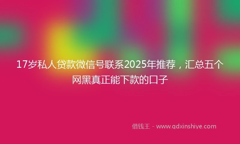 17岁私人贷款微信号联系2025年推荐，汇总五个网黑真正能下款的口子
