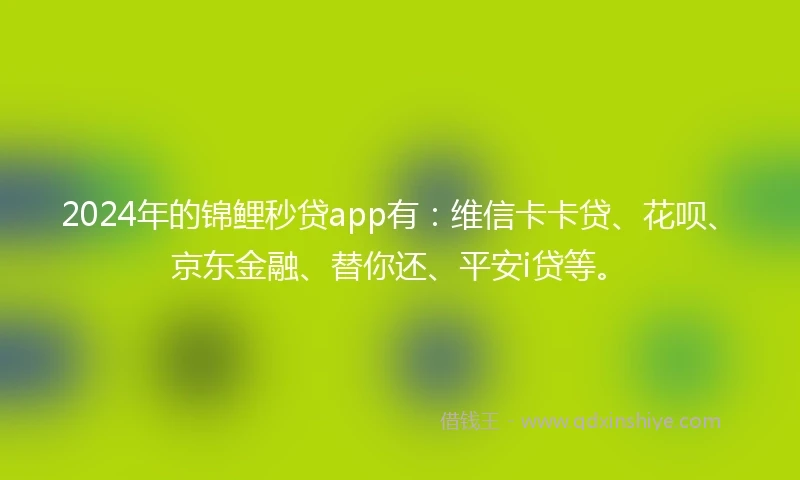 2024年的锦鲤秒贷app有：维信卡卡贷、花呗、京东金融、替你还、平安i贷等。