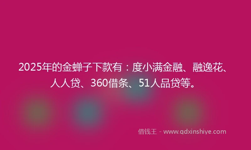 2025年的金蝉子下款有：度小满金融、融逸花、人人贷、360借条、51人品贷等。