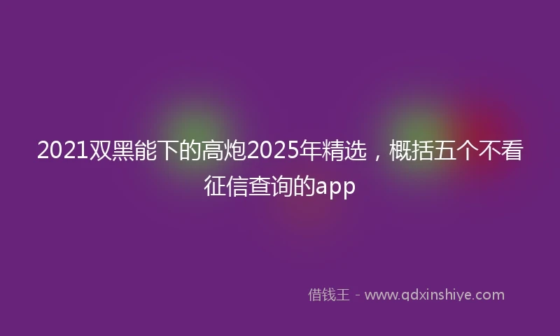 2021双黑能下的高炮2025年精选，概括五个不看征信查询的app