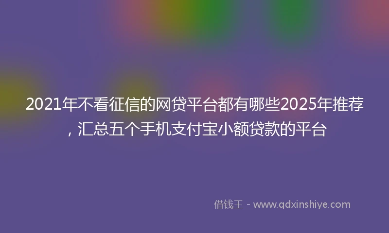2021年不看征信的网贷平台都有哪些2025年推荐，汇总五个手机支付宝小额贷款的平台