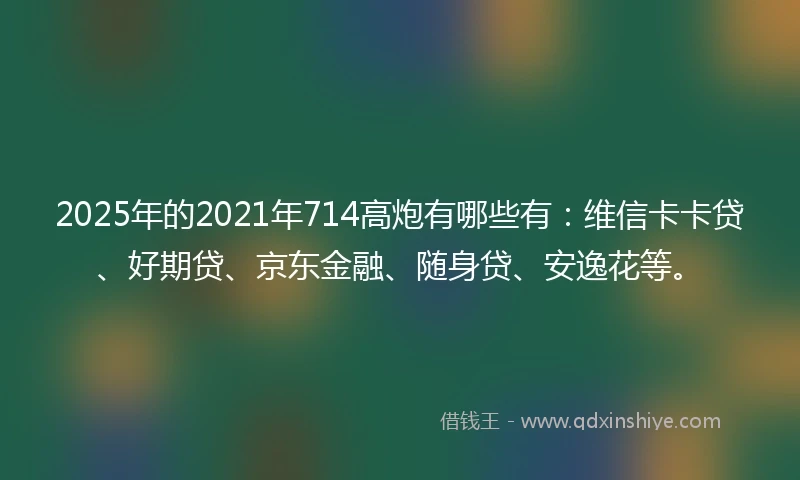 2025年的2021年714高炮有哪些有：维信卡卡贷、好期贷、京东金融、随身贷、安逸花等。