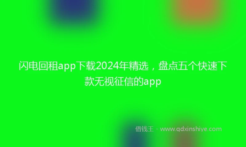 闪电回租app下载2024年精选，盘点五个快速下款无视征信的app