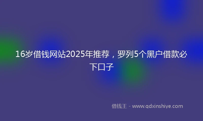 16岁借钱网站2025年推荐，罗列5个黑户借款必下口子