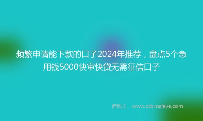 频繁申请能下款的口子2024年推荐，盘点5个急用钱5000快审快贷无需征信口子