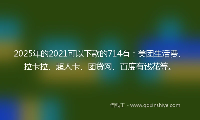 2025年的2021可以下款的714有：美团生活费、拉卡拉、超人卡、团贷网、百度有钱花等。