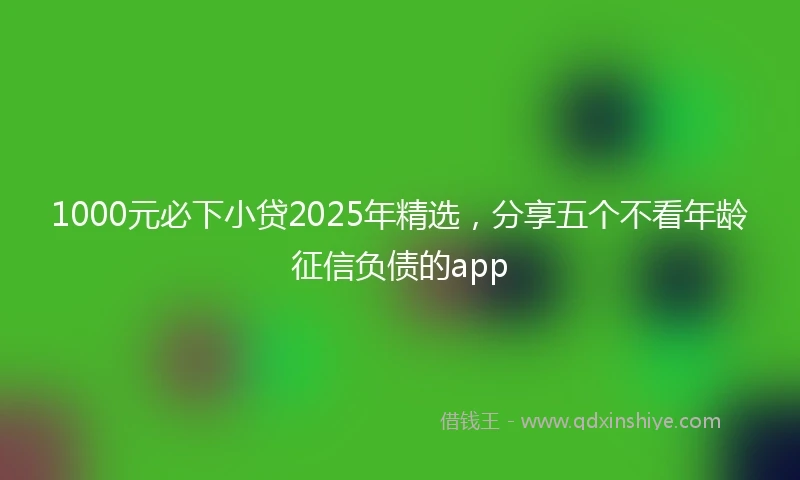 1000元必下小贷2025年精选，分享五个不看年龄征信负债的app