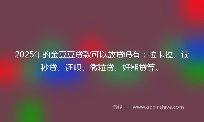 2025年的金豆豆贷款可以放贷吗有：拉卡拉、读秒贷、还呗、微粒贷、好期贷等。