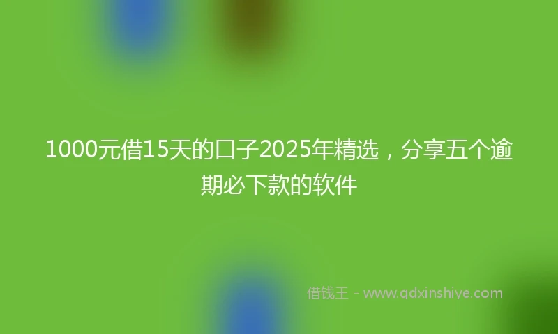 1000元借15天的口子2025年精选，分享五个逾期必下款的软件