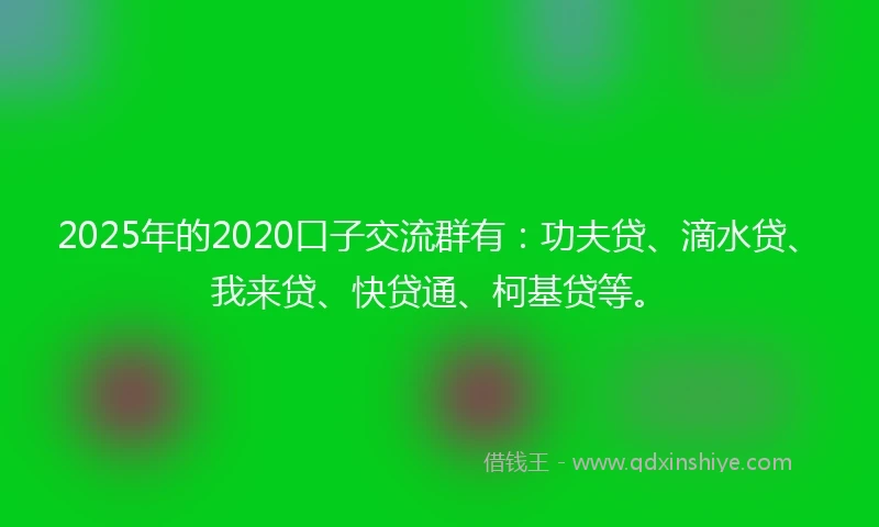 2025年的2020口子交流群有：功夫贷、滴水贷、我来贷、快贷通、柯基贷等。