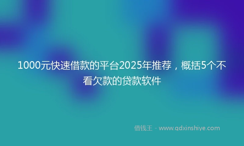 1000元快速借款的平台2025年推荐，概括5个不看欠款的贷款软件