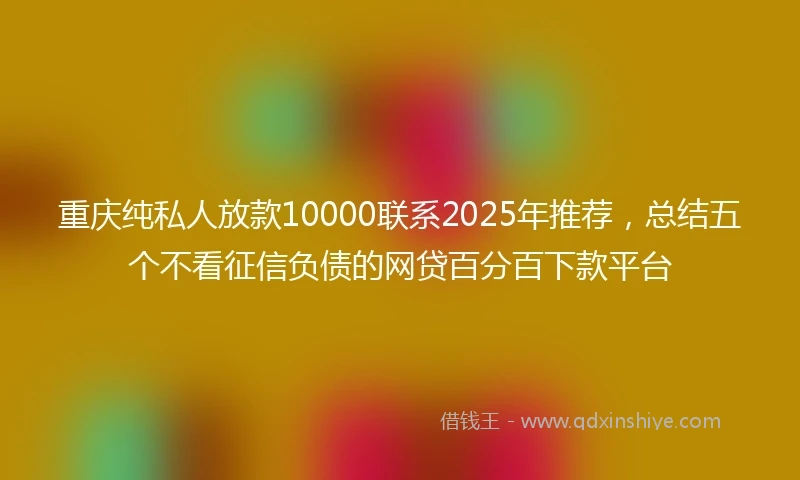 重庆纯私人放款10000联系2025年推荐，总结五个不看征信负债的网贷百分百下款平台