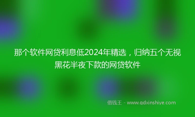 那个软件网贷利息低2024年精选，归纳五个无视黑花半夜下款的网贷软件