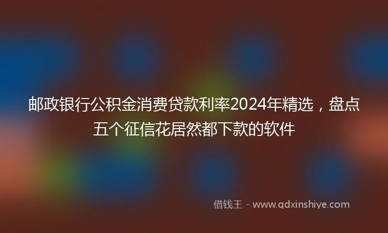 邮政银行公积金消费贷款利率2024年精选，盘点五个征信花居然都下款的软件