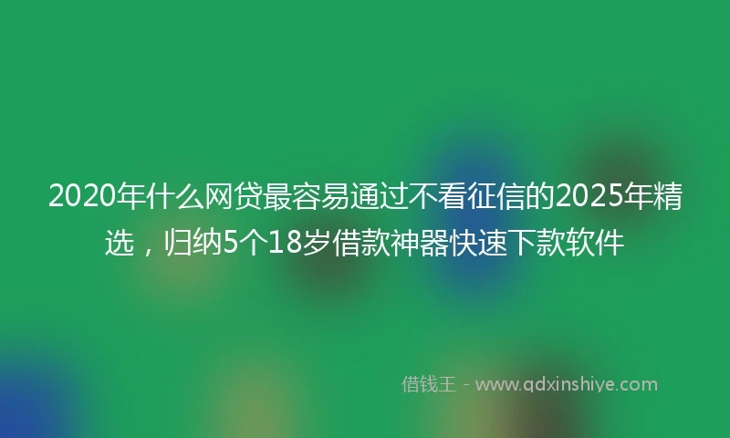 2020年什么网贷最容易通过不看征信的2025年精选，归纳5个18岁借款神器快速下款软件