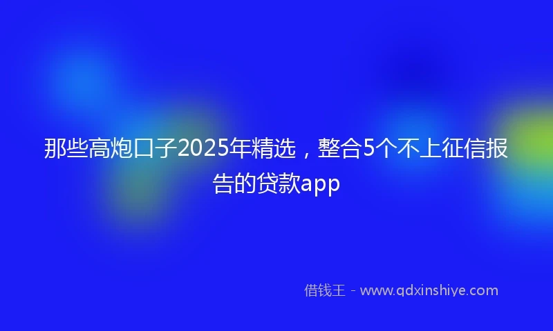 那些高炮口子2025年精选，整合5个不上征信报告的贷款app