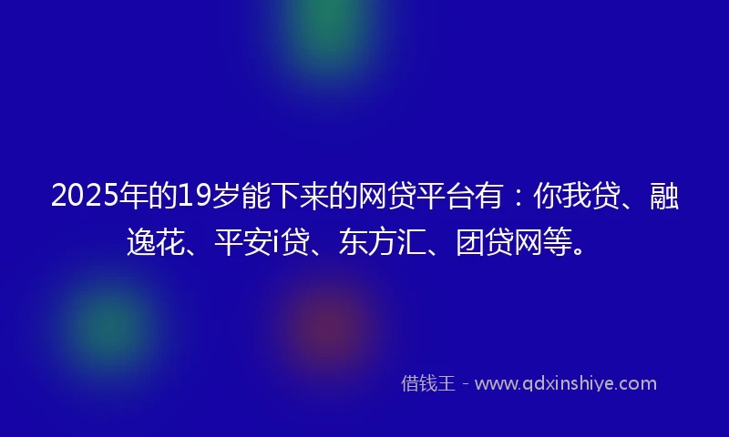 2025年的19岁能下来的网贷平台有：你我贷、融逸花、平安i贷、东方汇、团贷网等。