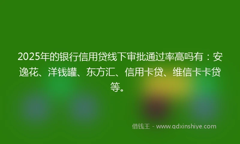 2025年的银行信用贷线下审批通过率高吗有：安逸花、洋钱罐、东方汇、信用卡贷、维信卡卡贷等。
