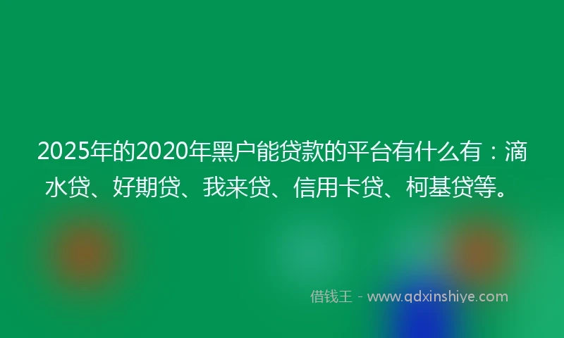 2025年的2020年黑户能贷款的平台有什么有：滴水贷、好期贷、我来贷、信用卡贷、柯基贷等。