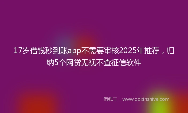 17岁借钱秒到账app不需要审核2025年推荐，归纳5个网贷无视不查征信软件