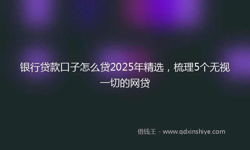 银行贷款口子怎么贷2025年精选，梳理5个无视一切的网贷