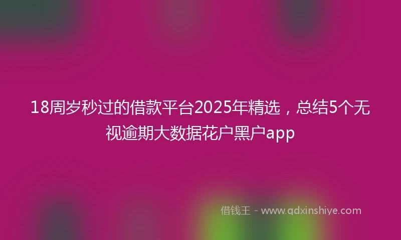 18周岁秒过的借款平台2025年精选，总结5个无视逾期大数据花户黑户app