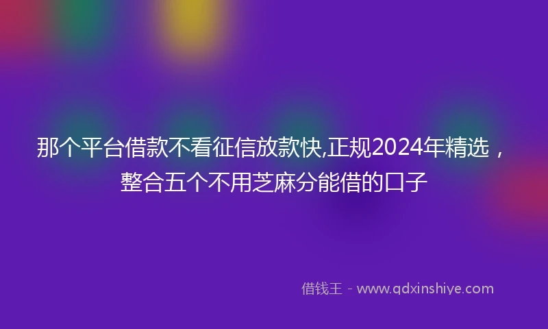 那个平台借款不看征信放款快,正规2024年精选，整合五个不用芝麻分能借的口子