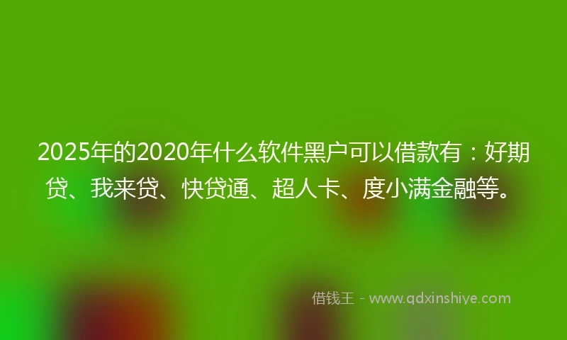 2025年的2020年什么软件黑户可以借款有：好期贷、我来贷、快贷通、超人卡、度小满金融等。