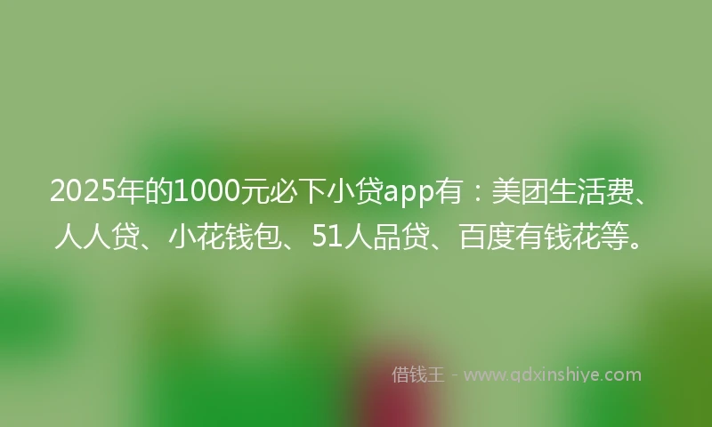 2025年的1000元必下小贷app有：美团生活费、人人贷、小花钱包、51人品贷、百度有钱花等。
