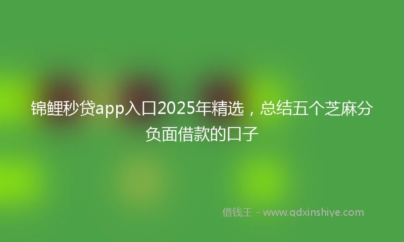 锦鲤秒贷app入口2025年精选，总结五个芝麻分负面借款的口子
