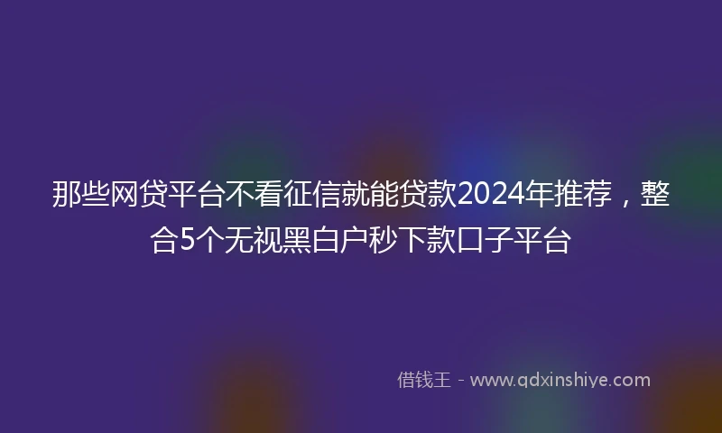 那些网贷平台不看征信就能贷款2024年推荐，整合5个无视黑白户秒下款口子平台