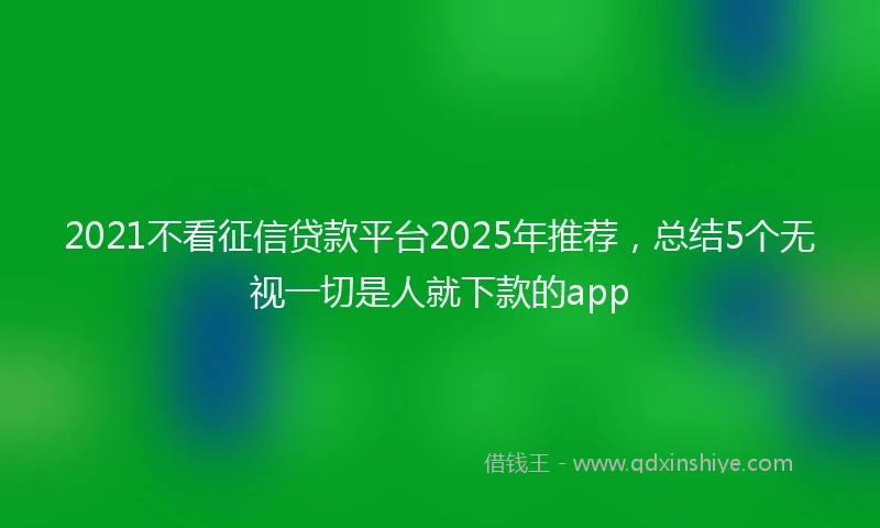 2021不看征信贷款平台2025年推荐，总结5个无视一切是人就下款的app