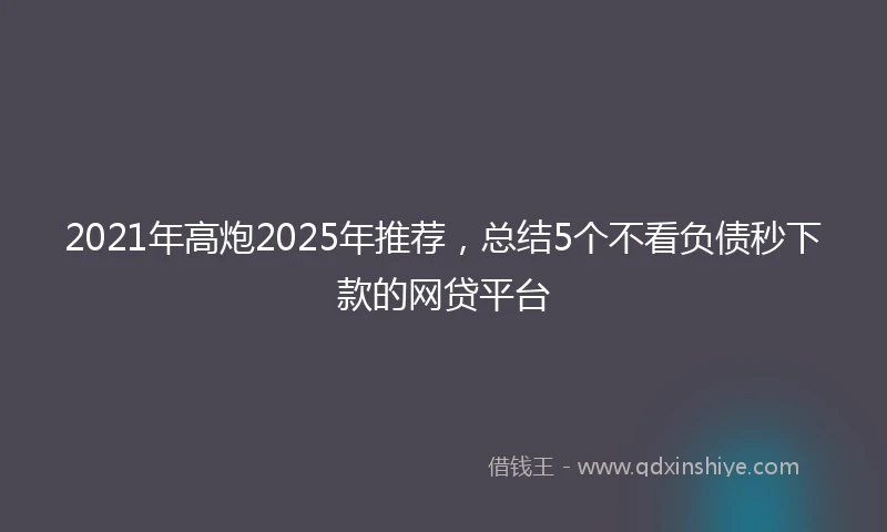 2021年高炮2025年推荐，总结5个不看负债秒下款的网贷平台