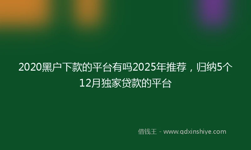 2020黑户下款的平台有吗2025年推荐，归纳5个12月独家贷款的平台