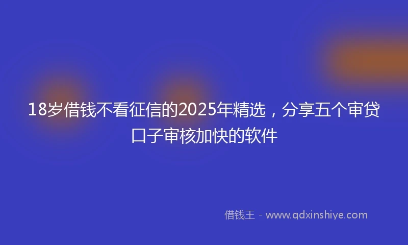 18岁借钱不看征信的2025年精选，分享五个审贷口子审核加快的软件