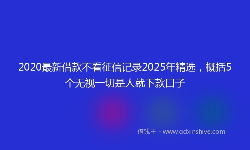 2020最新借款不看征信记录2025年精选，概括5个无视一切是人就下款口子