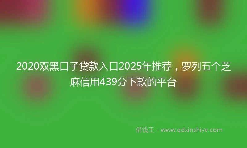 2020双黑口子贷款入口2025年推荐，罗列五个芝麻信用439分下款的平台