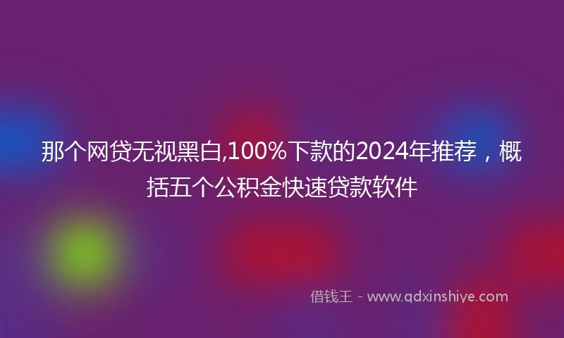 那个网贷无视黑白,100%下款的2024年推荐，概括五个公积金快速贷款软件