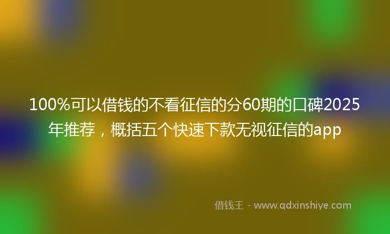 100%可以借钱的不看征信的分60期的口碑2025年推荐，概括五个快速下款无视征信的app
