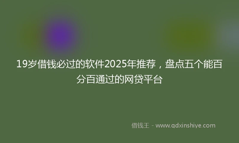 19岁借钱必过的软件2025年推荐，盘点五个能百分百通过的网贷平台