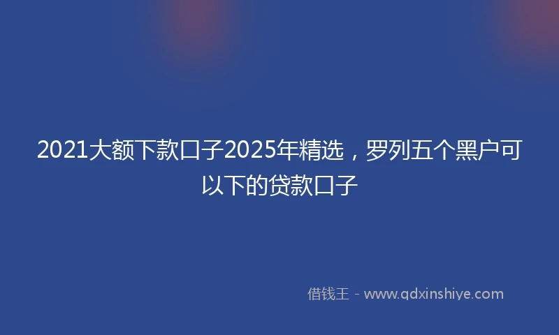 2021大额下款口子2025年精选，罗列五个黑户可以下的贷款口子