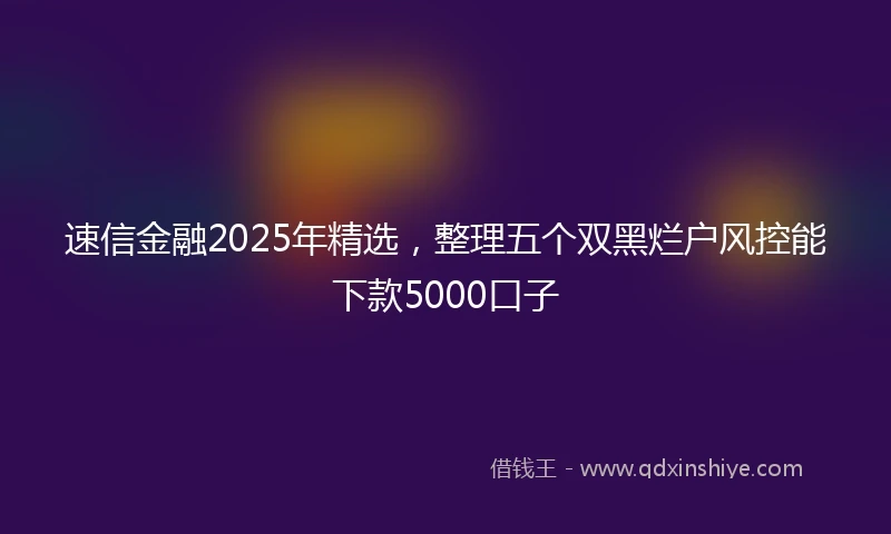速信金融2025年精选，整理五个双黑烂户风控能下款5000口子