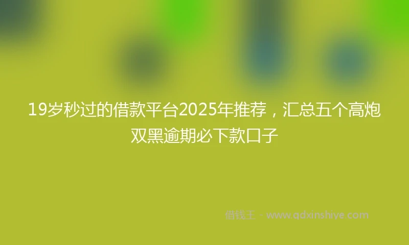 19岁秒过的借款平台2025年推荐，汇总五个高炮双黑逾期必下款口子