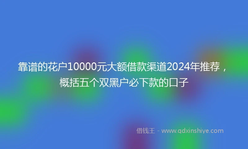 靠谱的花户10000元大额借款渠道2024年推荐，概括五个双黑户必下款的口子